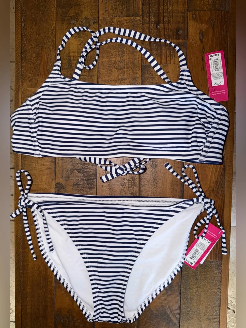 Target Girls Navy and White Striped Two-Piece Bikini